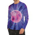 Purple Plasma Ball Print Men's Long Sleeve Rash Guard