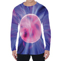 Purple Plasma Ball Print Men's Long Sleeve T-Shirt
