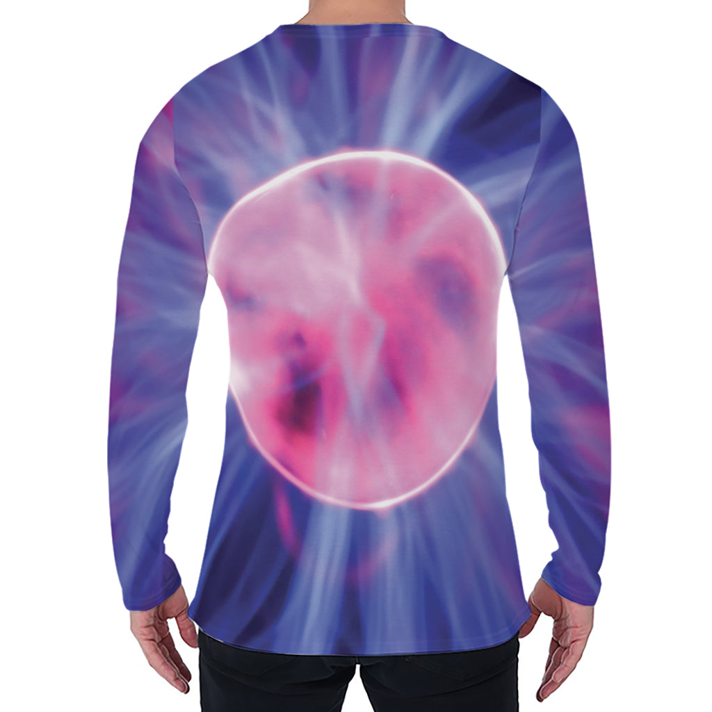 Purple Plasma Ball Print Men's Long Sleeve T-Shirt