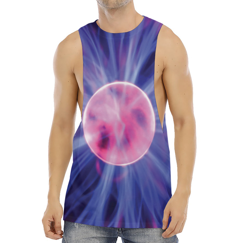 Purple Plasma Ball Print Men's Muscle Tank Top