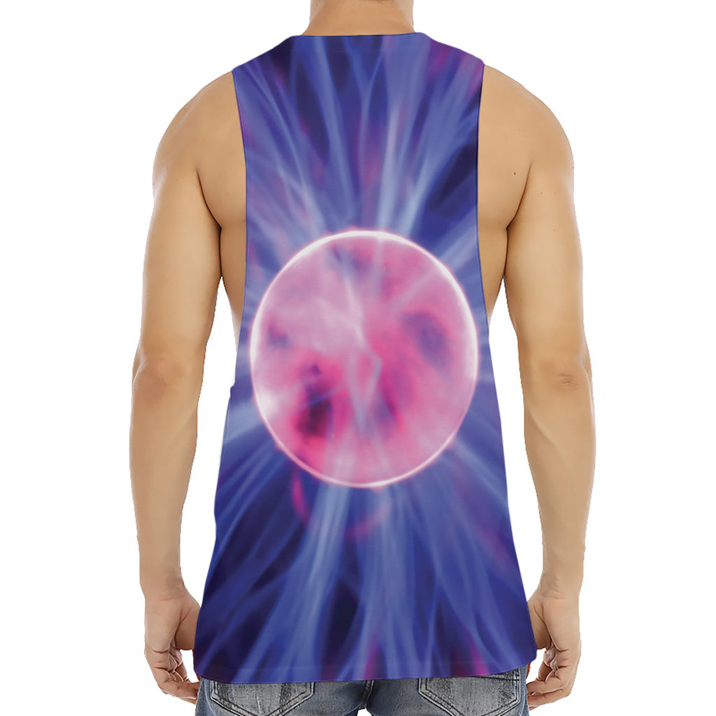 Purple Plasma Ball Print Men's Muscle Tank Top