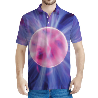 Purple Plasma Ball Print Men's Polo Shirt