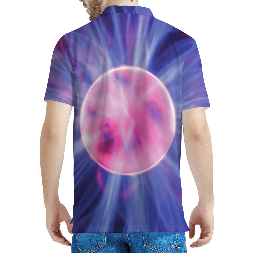 Purple Plasma Ball Print Men's Polo Shirt