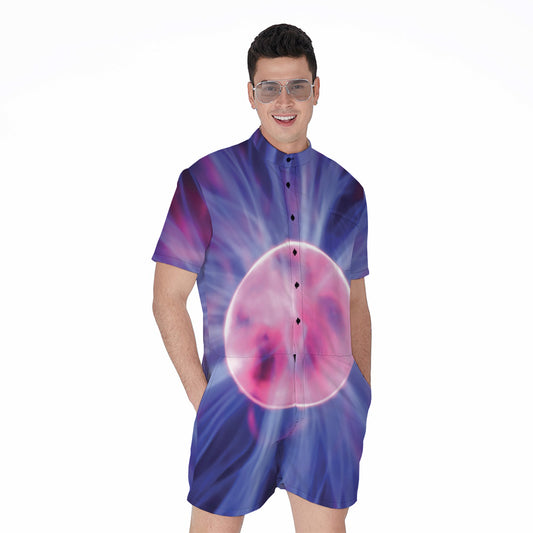 Purple Plasma Ball Print Men's Rompers