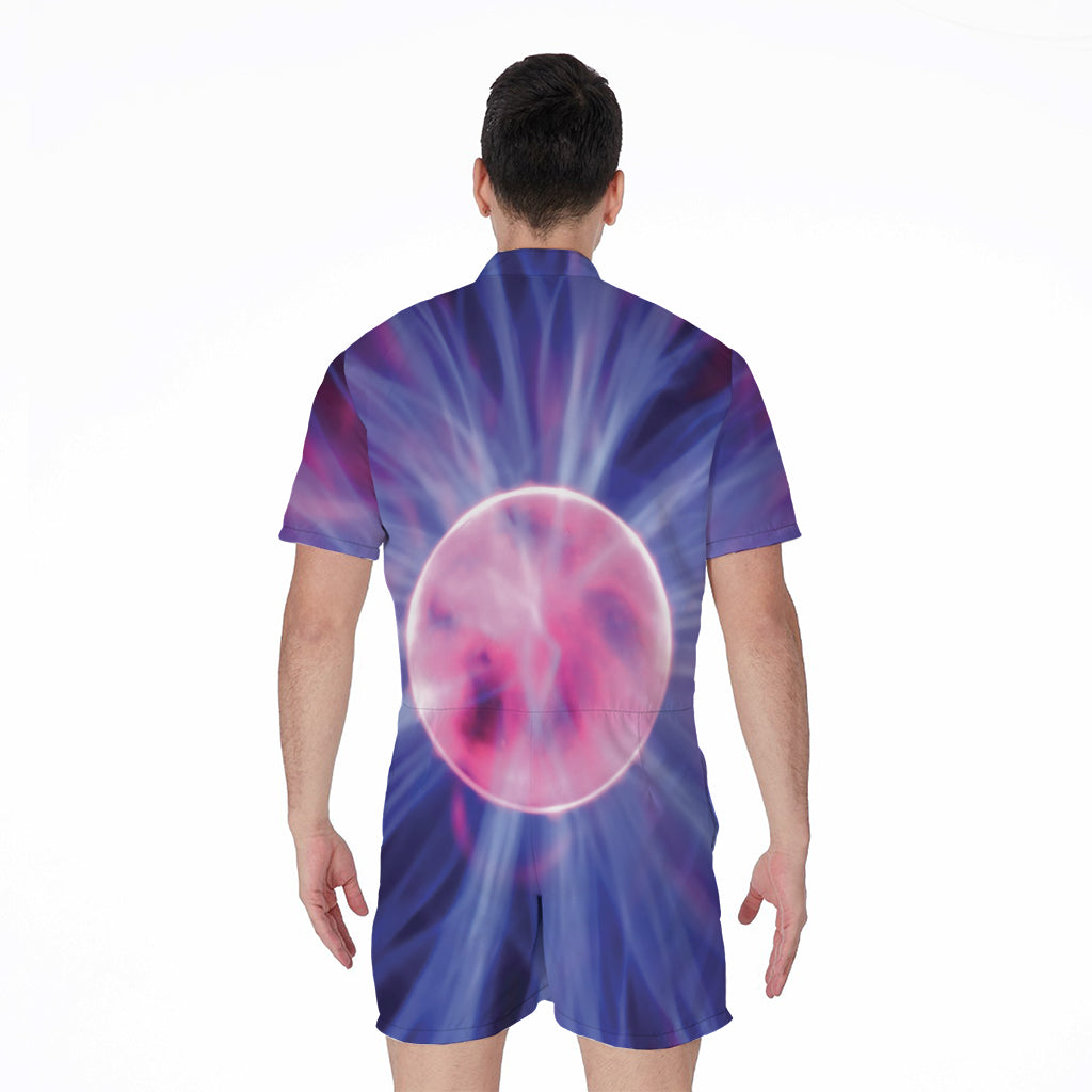 Purple Plasma Ball Print Men's Rompers