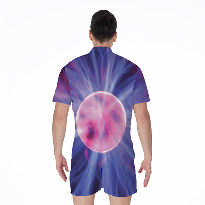 Purple Plasma Ball Print Men's Rompers