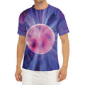 Purple Plasma Ball Print Men's Short Sleeve Rash Guard