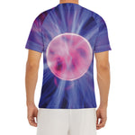 Purple Plasma Ball Print Men's Short Sleeve Rash Guard