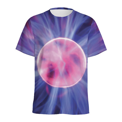 Purple Plasma Ball Print Men's Sports T-Shirt