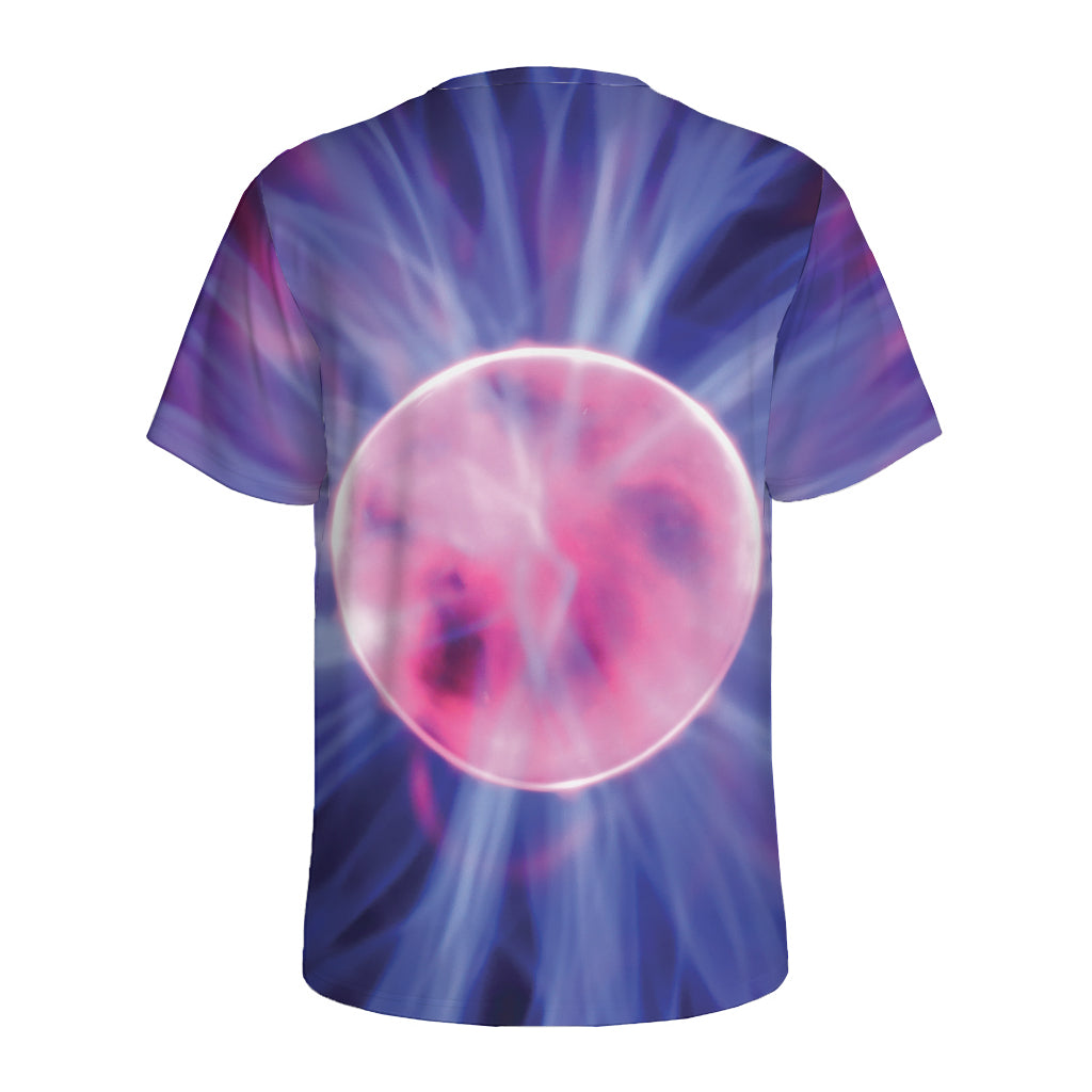 Purple Plasma Ball Print Men's Sports T-Shirt