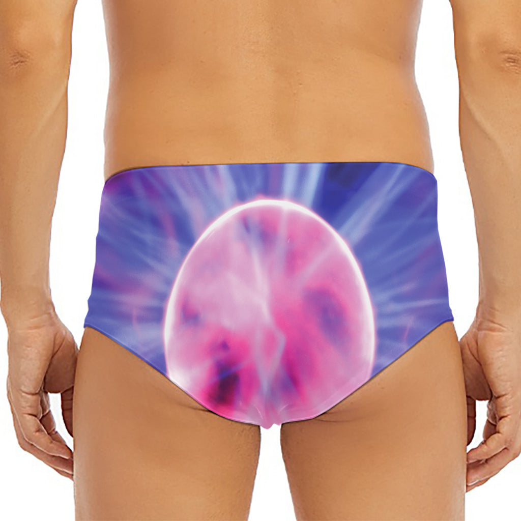 Purple Plasma Ball Print Men's Triangle Swim Briefs