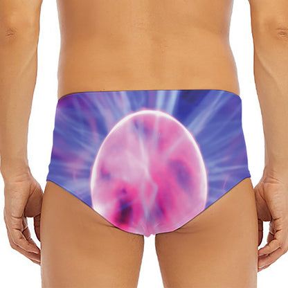 Purple Plasma Ball Print Men's Triangle Swim Briefs