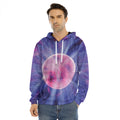 Purple Plasma Ball Print Men's Velvet Pullover Hoodie