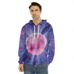 Purple Plasma Ball Print Men's Velvet Pullover Hoodie