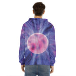 Purple Plasma Ball Print Men's Velvet Pullover Hoodie
