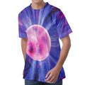 Purple Plasma Ball Print Men's Velvet T-Shirt