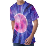 Purple Plasma Ball Print Men's Velvet T-Shirt