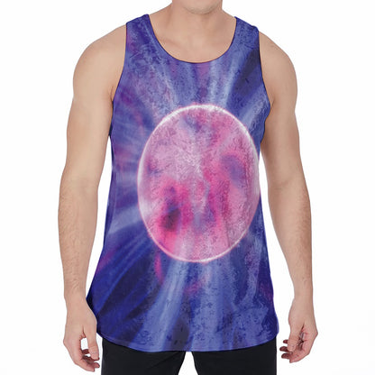 Purple Plasma Ball Print Men's Velvet Tank Top