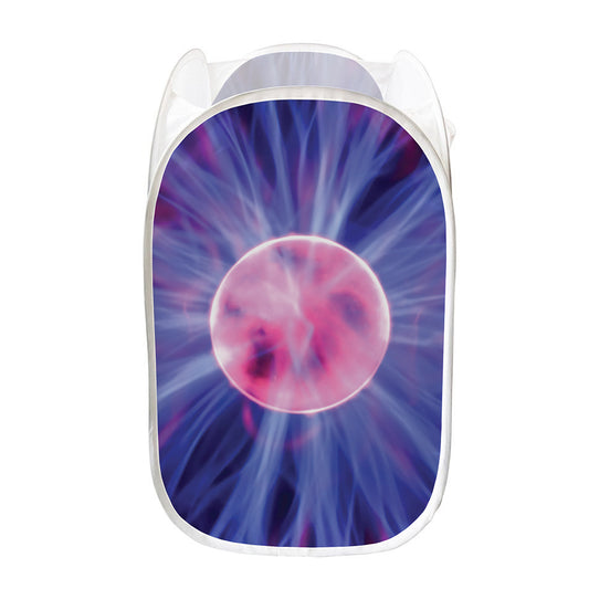 Purple Plasma Ball Print Mesh Laundry Hamper