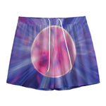Purple Plasma Ball Print Mesh Shorts