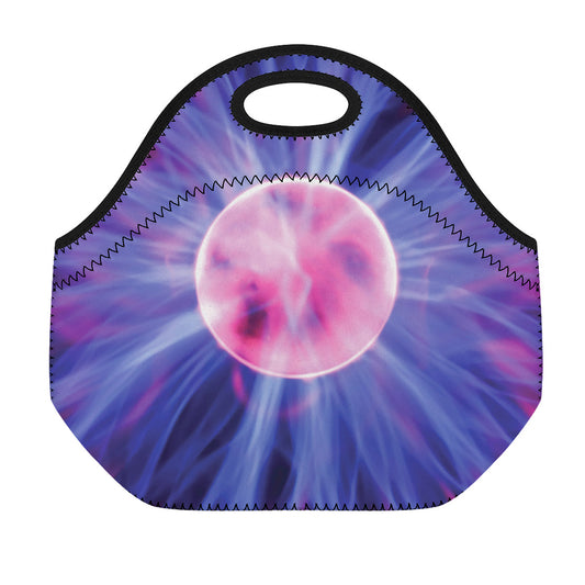 Purple Plasma Ball Print Neoprene Lunch Bag