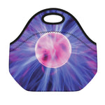 Purple Plasma Ball Print Neoprene Lunch Bag