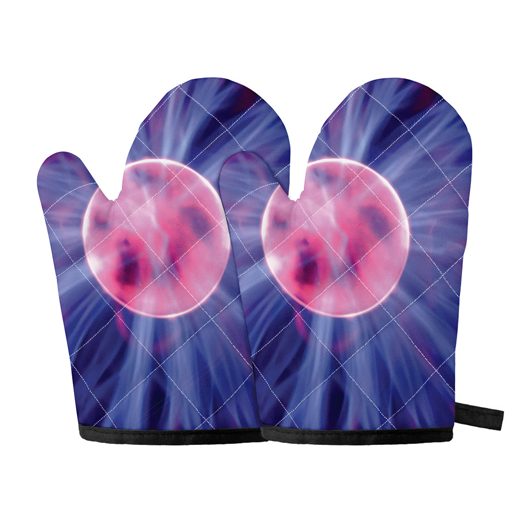 Purple Plasma Ball Print Oven Mitts