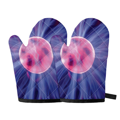Purple Plasma Ball Print Oven Mitts