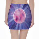 Purple Plasma Ball Print Pencil Mini Skirt
