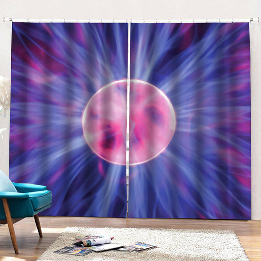 Purple Plasma Ball Print Pencil Pleat Curtains