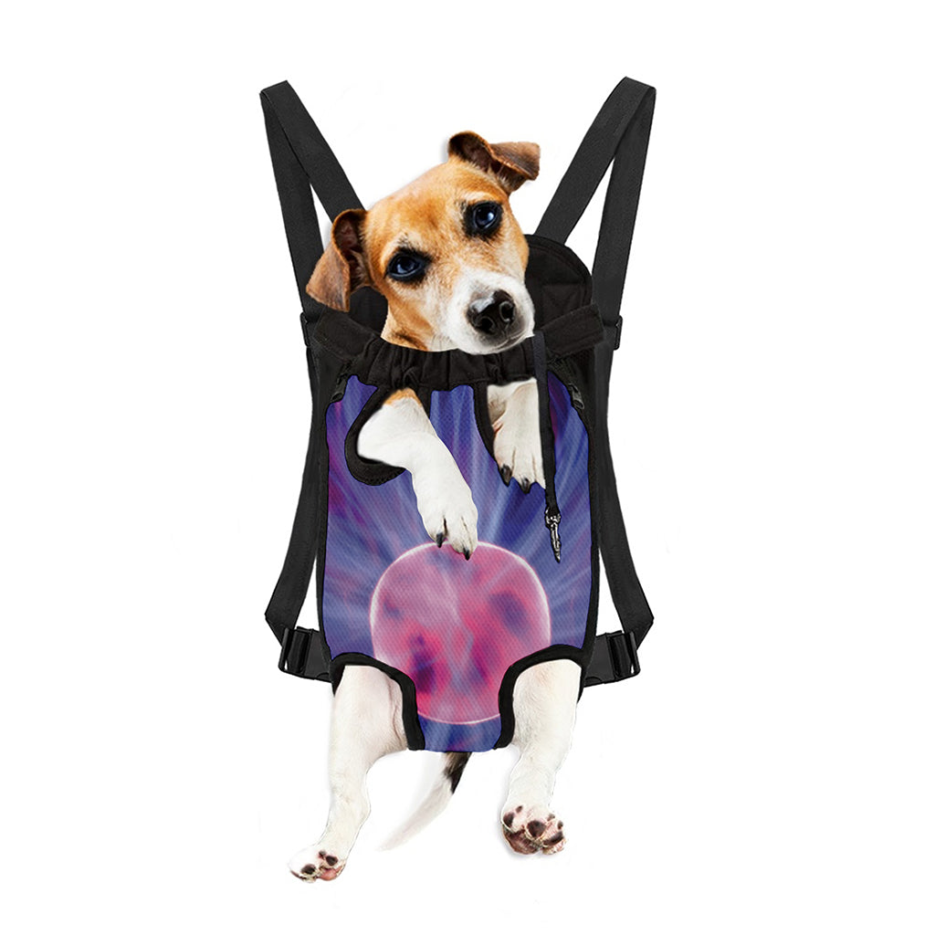 Purple Plasma Ball Print Pet Carrier Backpack