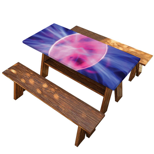 Purple Plasma Ball Print Picnic Table Cover