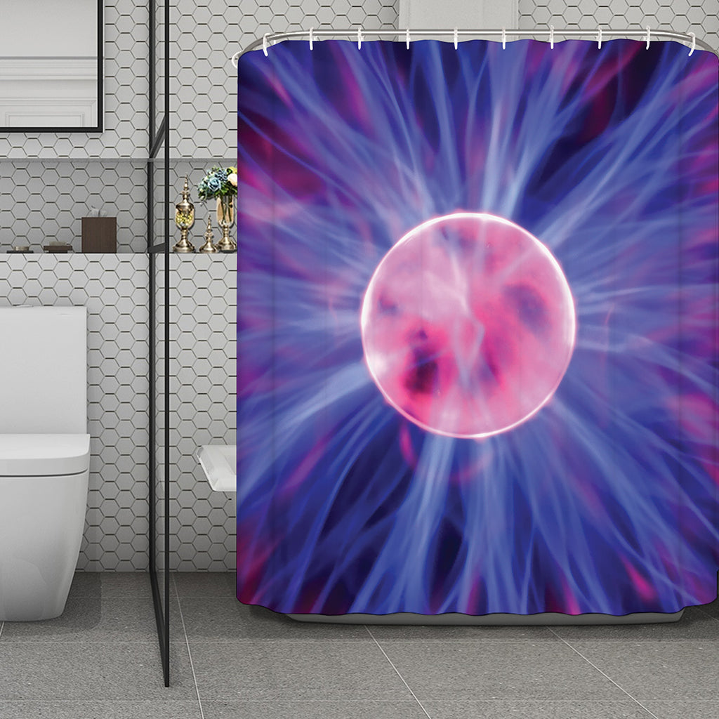 Purple Plasma Ball Print Polyester Shower Curtain