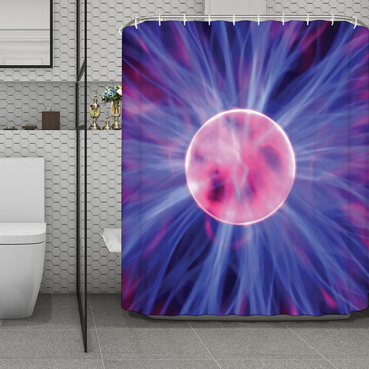 Purple Plasma Ball Print Polyester Shower Curtain