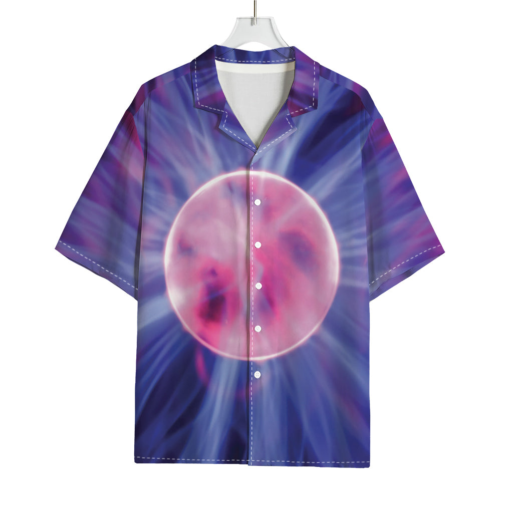 Purple Plasma Ball Print Rayon Hawaiian Shirt