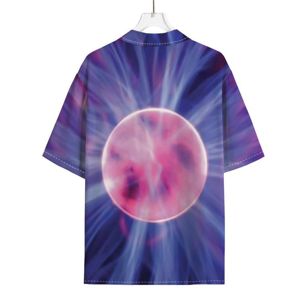Purple Plasma Ball Print Rayon Hawaiian Shirt