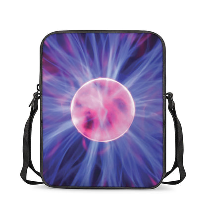 Purple Plasma Ball Print Rectangular Crossbody Bag