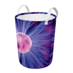 Purple Plasma Ball Print Round Laundry Basket