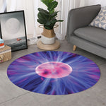 Purple Plasma Ball Print Round Rug