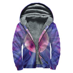 Purple Plasma Ball Print Sherpa Lined Zip Up Hoodie