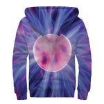 Purple Plasma Ball Print Sherpa Lined Zip Up Hoodie