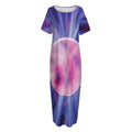 Purple Plasma Ball Print Short Sleeve Long Nightdress