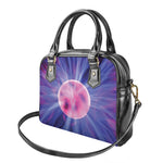 Purple Plasma Ball Print Shoulder Handbag