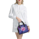 Purple Plasma Ball Print Shoulder Handbag