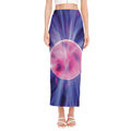 Purple Plasma Ball Print Side Slit Maxi Skirt