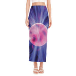 Purple Plasma Ball Print Side Slit Maxi Skirt