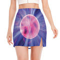 Purple Plasma Ball Print Side Slit Mini Skirt