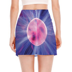 Purple Plasma Ball Print Side Slit Mini Skirt