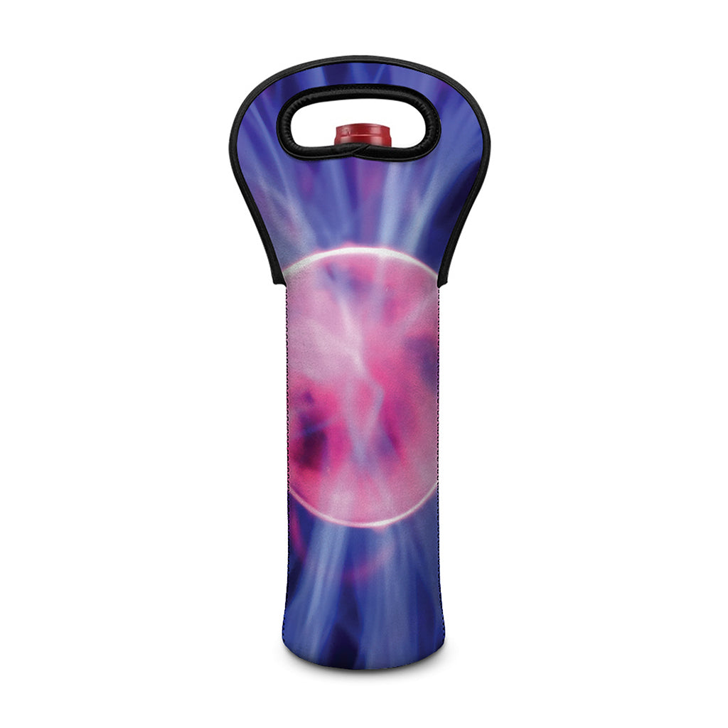 Purple Plasma Ball Print Single Neoprene Wine Tote