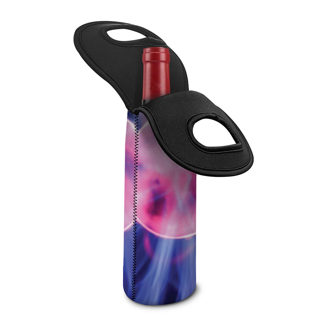 Purple Plasma Ball Print Single Neoprene Wine Tote